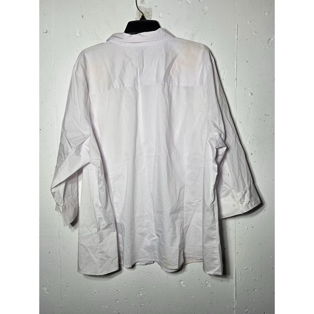 Basic Editions Womens White Button Front Long Sle… - image 2